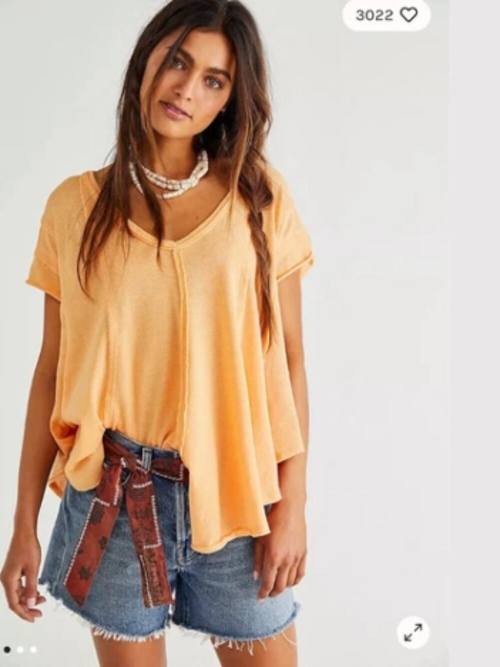Free People We the Free Sammie Tee Canteloupe - Medium